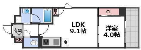 トーシンイーストビル(1LDK/4階)の間取り写真