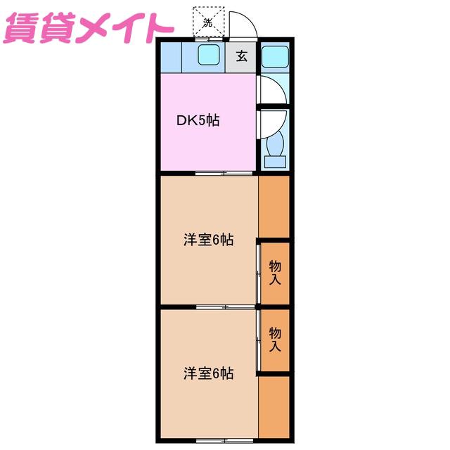 ナショナルアパート(2K/1階)の間取り写真