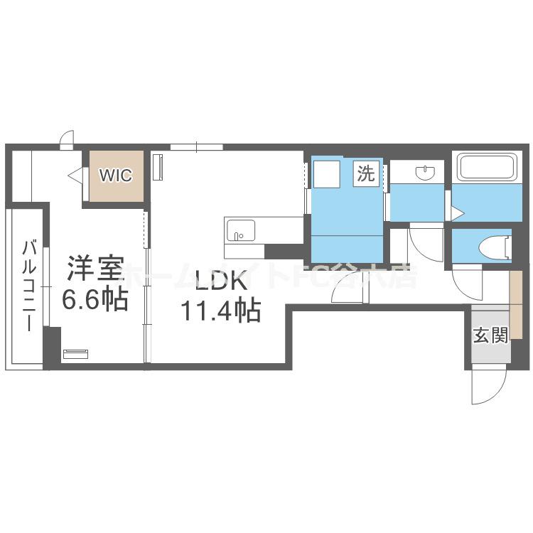 トリシア北巽(1LDK/3階)の間取り写真