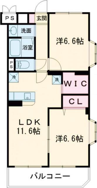 サザンハウスNANREI(2LDK/3階)の間取り写真