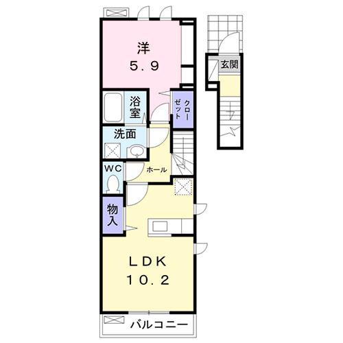オーチャード カウンティ(1LDK/2階)の間取り写真