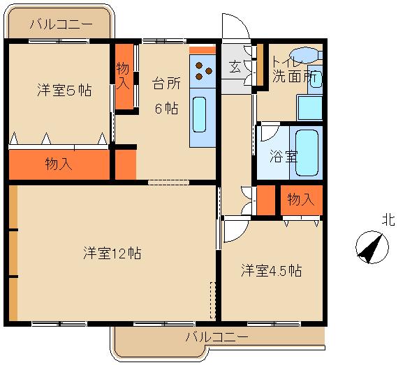 高浜南団地(2LDK/5階)の間取り写真