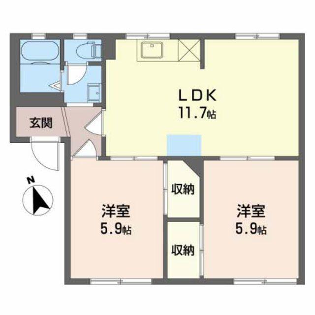 フレグランススギヤマ(2LDK/1階)の間取り写真