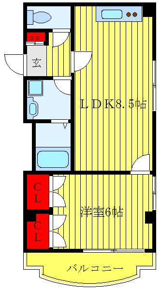 ラベルティ21(1LDK/1階)の間取り写真