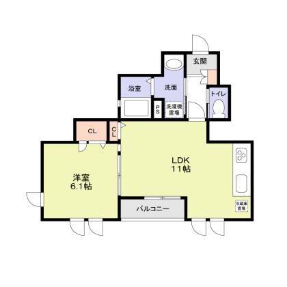 COCO CHOCOLAT(1LDK/1階)の間取り写真