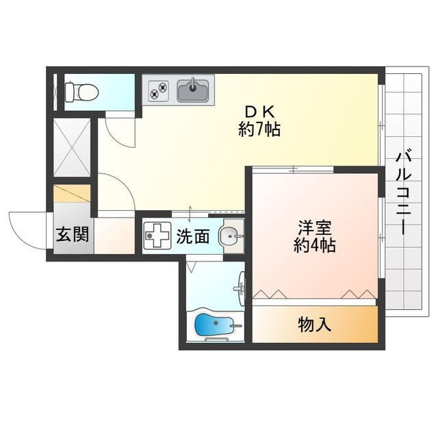 グランパルク西梅田(1DK/3階)の間取り写真
