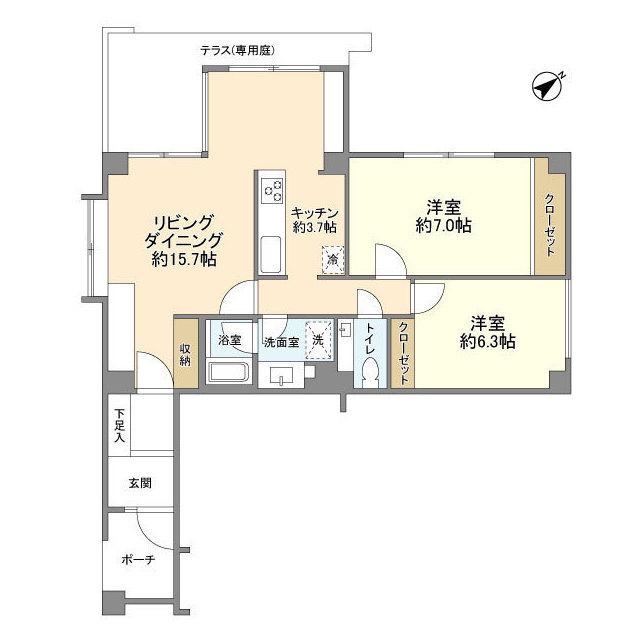 テラス岡本A棟(2LDK/2階)の間取り写真