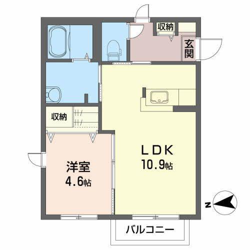 ディアスセフィーラII(1LDK/2階)の間取り写真