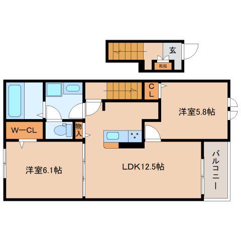 エスタシオンコート(2LDK/2階)の間取り写真