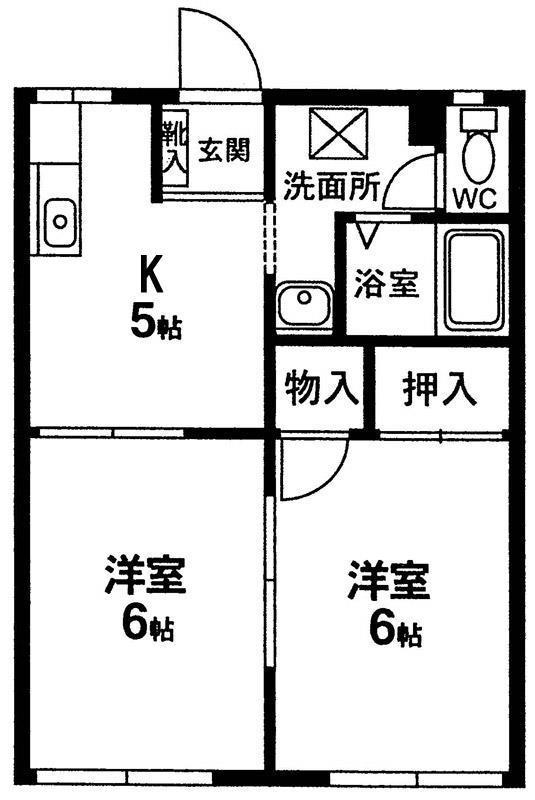 グレンツェIII(2K/2階)の間取り写真