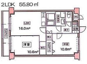 プラザ本町イースト(2LDK/6階)の間取り写真