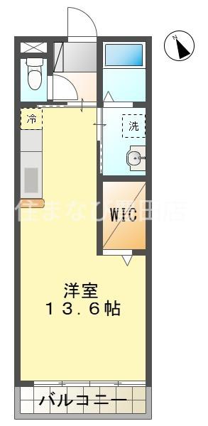 サンシャインヒルズミヨシC(ワンルーム/1階)の間取り写真