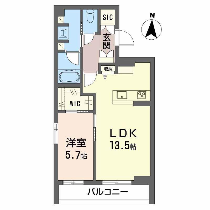 FORENA上杉6丁目(1LDK/2階)の間取り写真