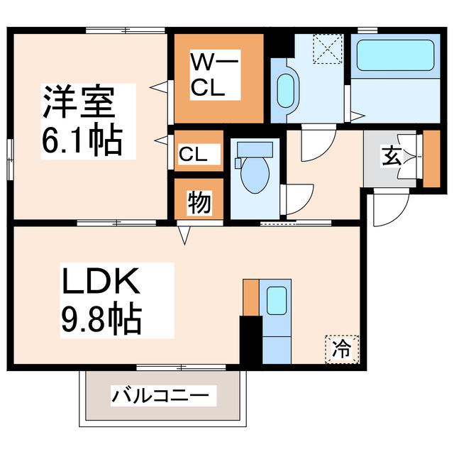 ソレイユ(1LDK/2階)の間取り写真