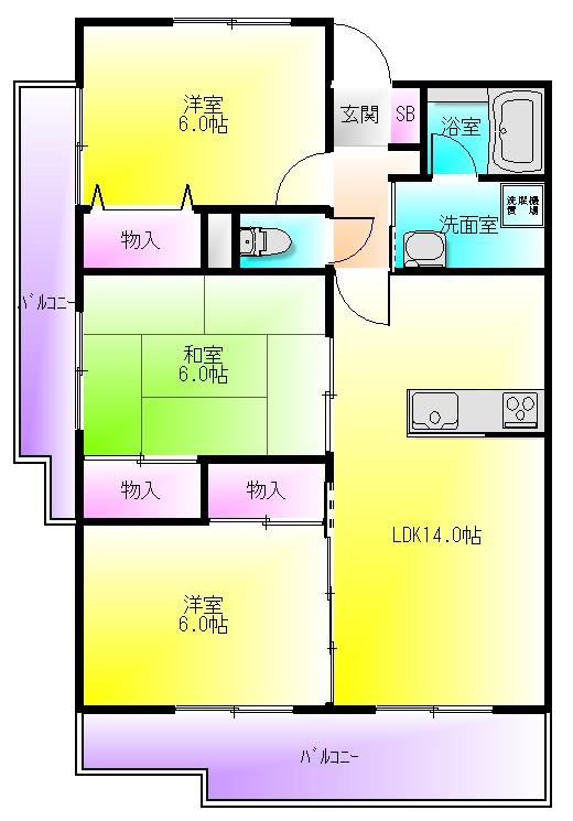 エオリアンハープ(3LDK/7階)の間取り写真