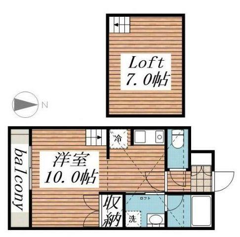 ララヒルズ PART1(1K/2階)の間取り写真