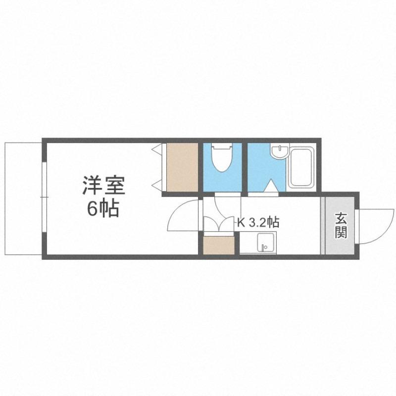 グランイースト北17条(1DK/2階)の間取り写真