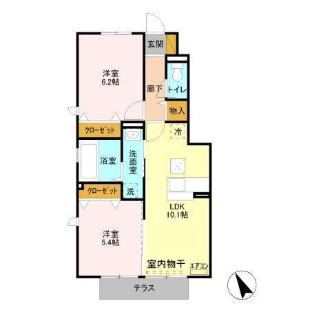 リヴェール壱番館(2LDK/1階)の間取り写真