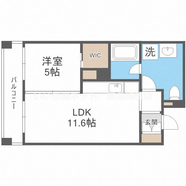 BELISTA北梅田(1LDK/6階)の間取り写真