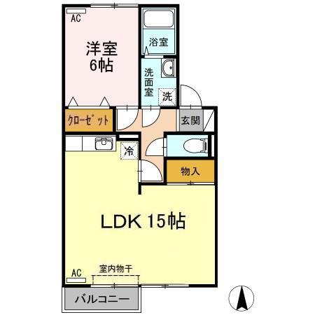 ボンヌ シャンス(1LDK/1階)の間取り写真