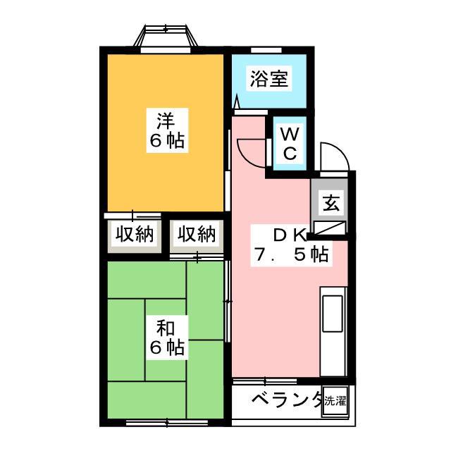 平岡ビル(2DK/3階)の間取り写真