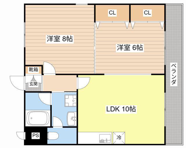 トップペアー福甚NO2(2LDK/1階)の間取り写真