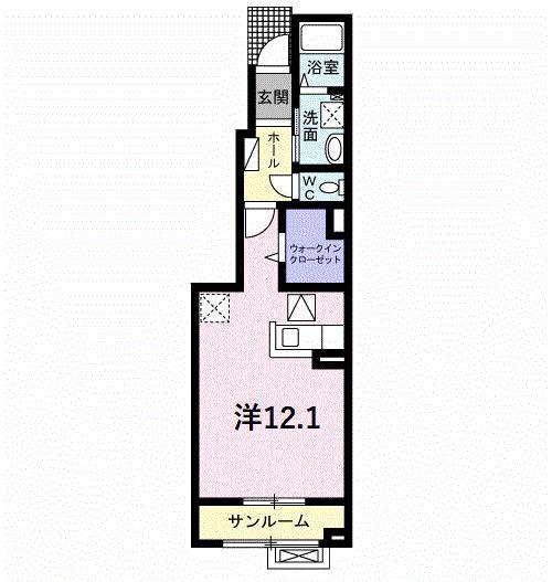 エクラ ツー(ワンルーム/1階)の間取り写真
