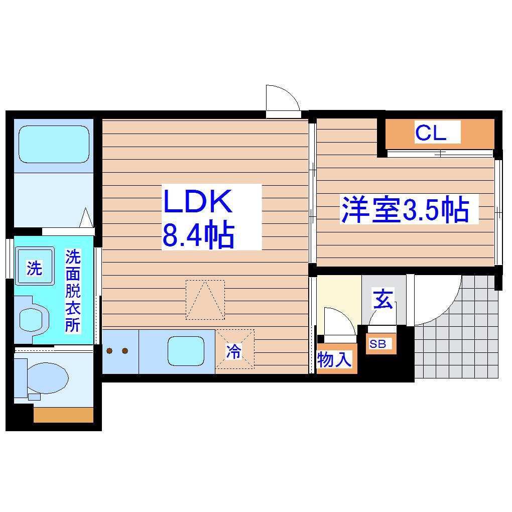 ヒールコートI(1LDK/1階)の間取り写真