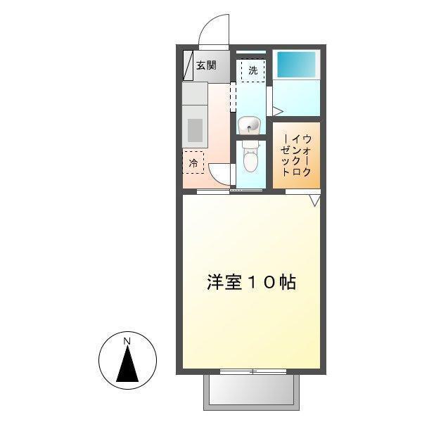 ウェル上加茂(1K/2階)の間取り写真
