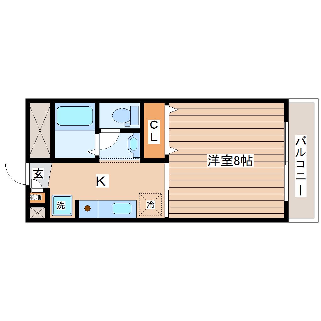 エビスヤパークサイド(1K/4階)の間取り写真