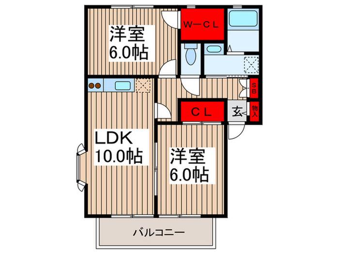 サンビレッジさいどC(2LDK/1階)の間取り写真