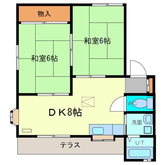ホシノホームI(2DK/1階)の間取り写真