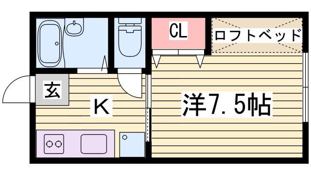 ハイツしらさぎ(1K/2階)の間取り写真