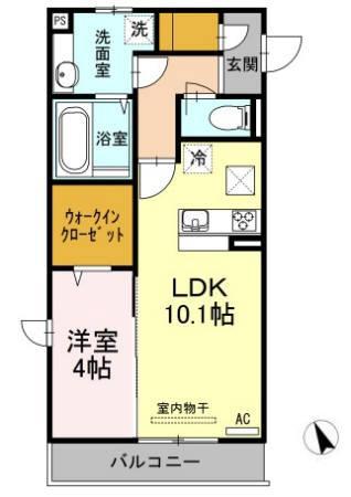 プリムローズ(1LDK/1階)の間取り写真