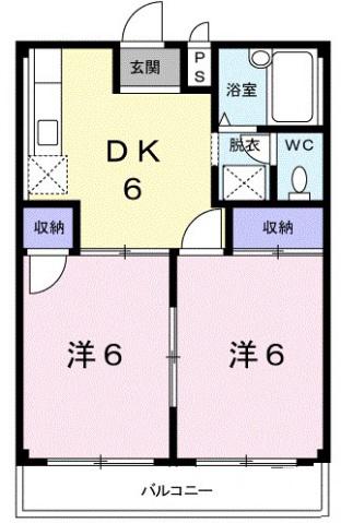 アネックス加藤A(2DK/2階)の間取り写真