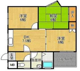 リアライズ新甲陽(3DK/1階)の間取り写真
