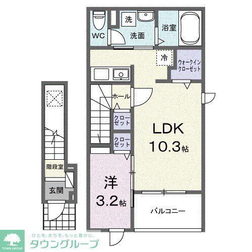 東武小泉線 西小泉駅 徒歩31分 2階建 築1年(1LDK/2階)の間取り写真
