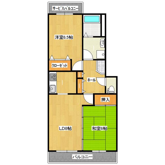 ソレアード荒川沖(2LDK/2階)の間取り写真