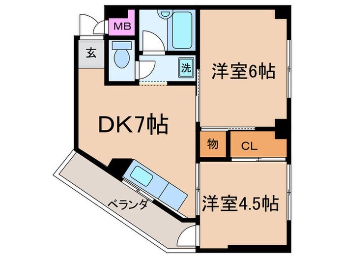 カノープスアルファ(2DK/1階)の間取り写真