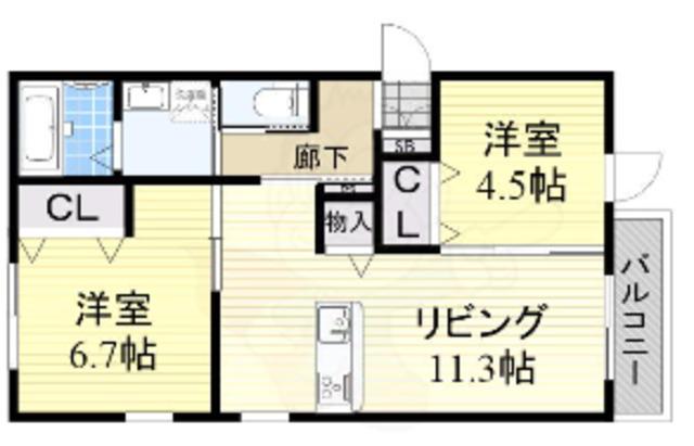 MAISON LANGE (2LDK/1階)の間取り写真