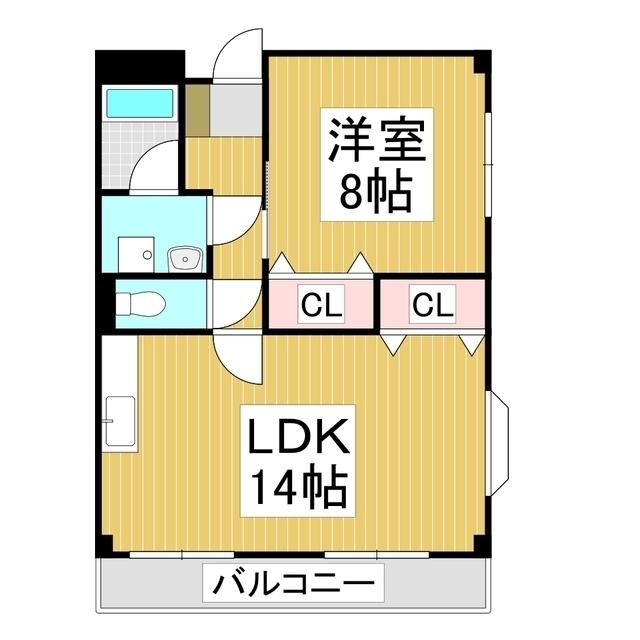 JR中央線 茅野駅 徒歩30分 4階建 築27年(1LDK/4階)の間取り写真