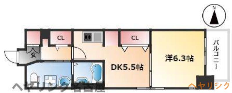 エステムプラザ名古屋駅前プライムタワー(1DK/13階)の間取り写真
