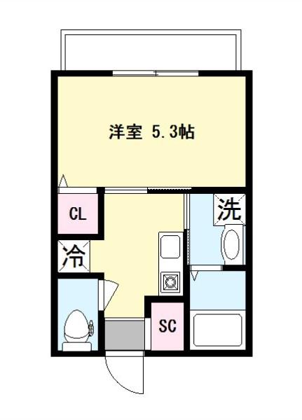 ブラン霞(1K/2階)の間取り写真