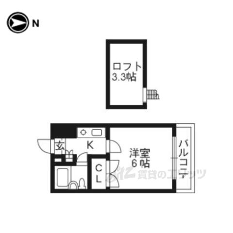 レオパレス西院第二(1K/2階)の間取り写真