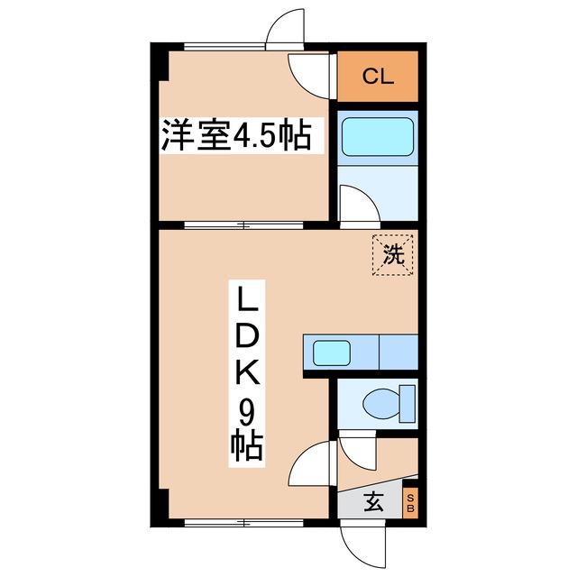 コーポすみのえ(1DK/3階)の間取り写真