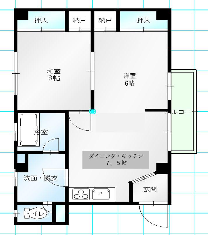 KHマンションⅠ(2DK/1階)の間取り写真