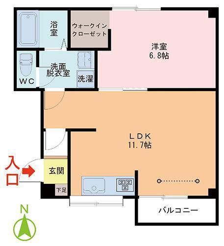 西里レジデンス(1LDK/2階)の間取り写真