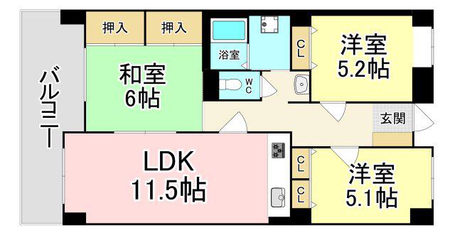 ホワイトキャッスル今池(3LDK/4階)の間取り写真