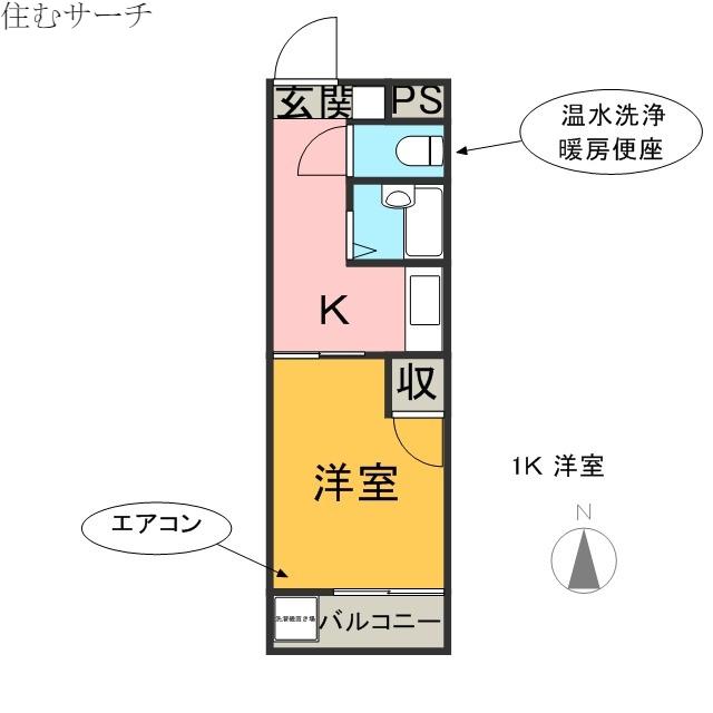 オーク斉藤(1K/4階)の間取り写真