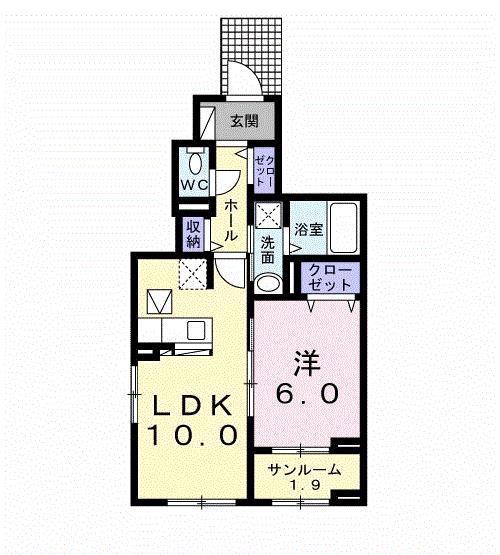 カレント グレイスフル I(1LDK/1階)の間取り写真